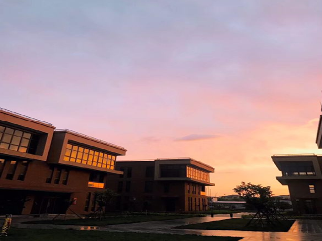 雨后夕陽的園區